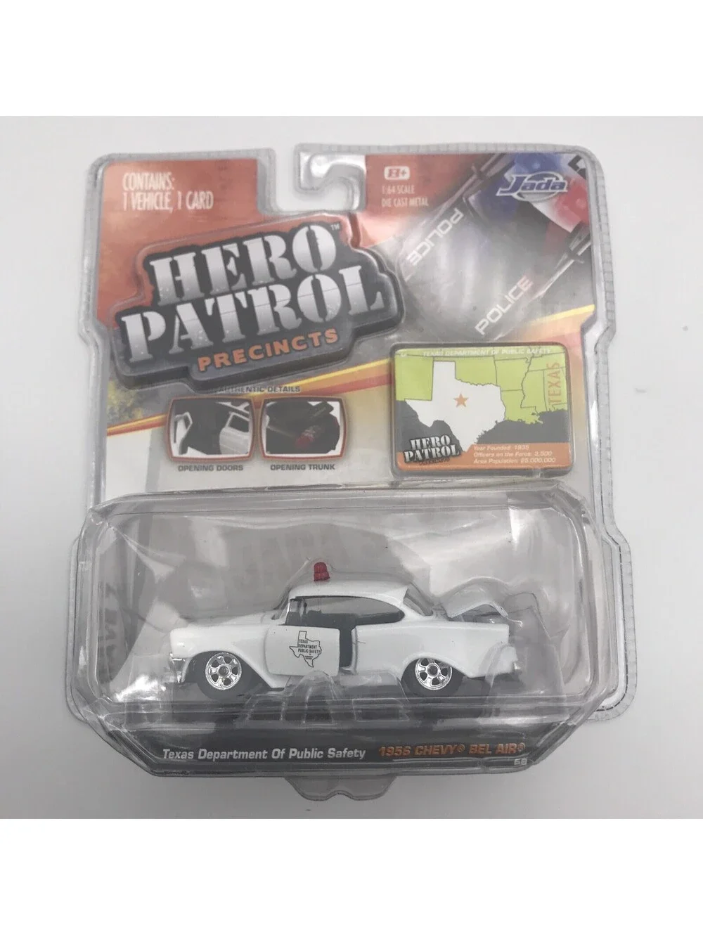 Hero Patrol Texas Department of Public Safety 1956 Chevy Bel Air White 1/64 Jada